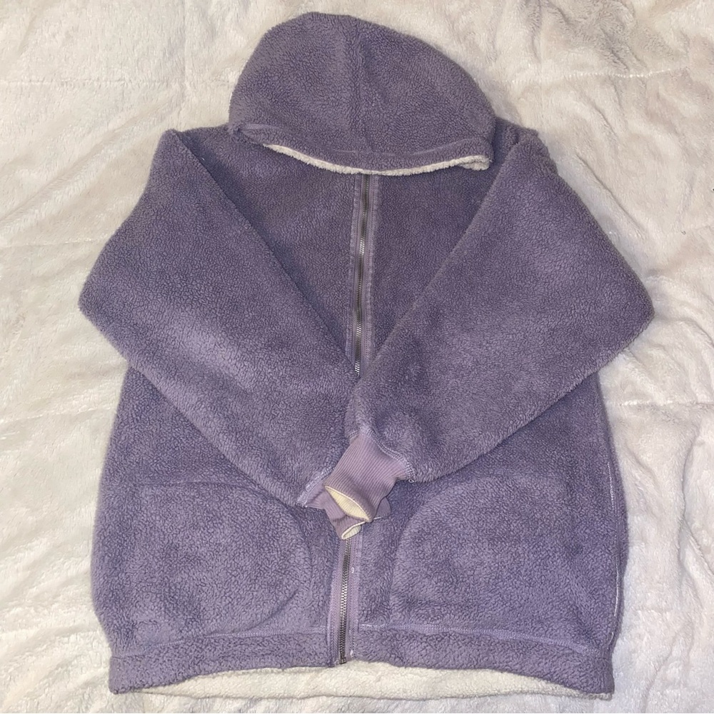 REVERSIBLE OVERSIZED SHERPA HOLLISTER ZIP UP HOODIE 🪻🌼🪻